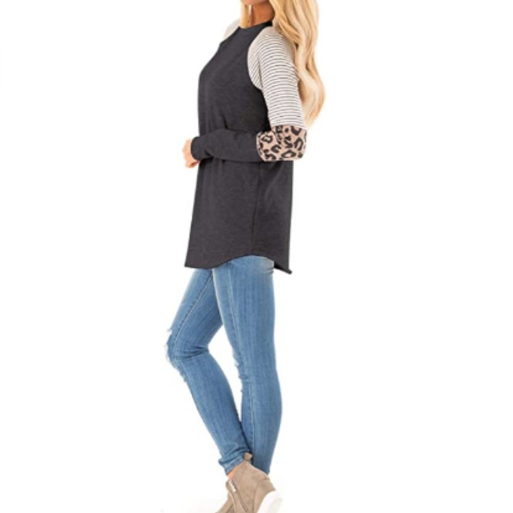 Women Long Sleeve Tunic Blouse Round Neck T Shirt - Picture 2 of 6